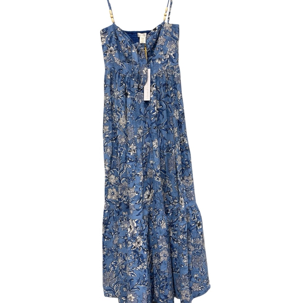 House of Harlow 1960 Blue and White Ruffled Tiered Maxi Sundress